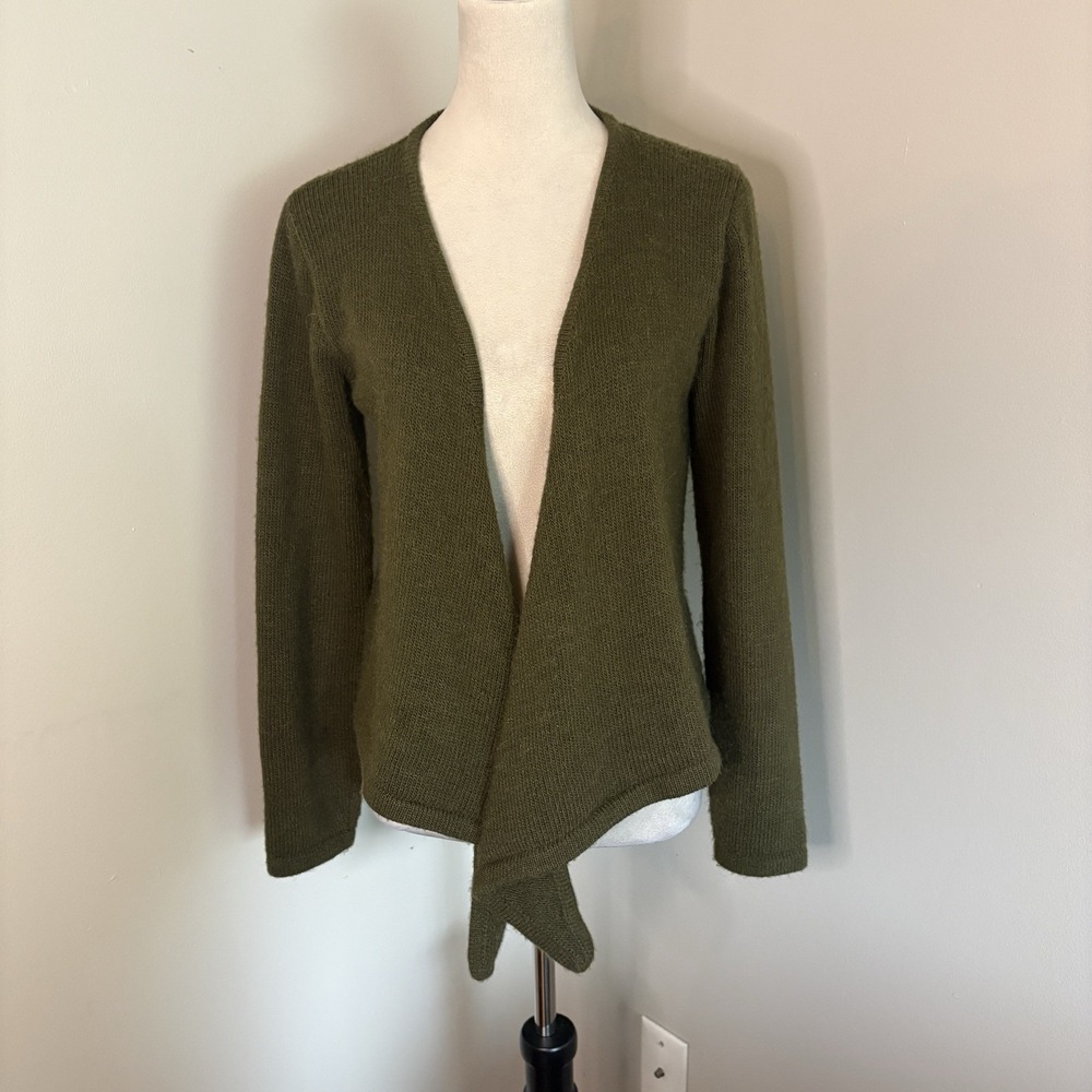 Inca Textiles Handmade Alpaca Tie Front Cardigan Sweater Green Carmela Pinillos